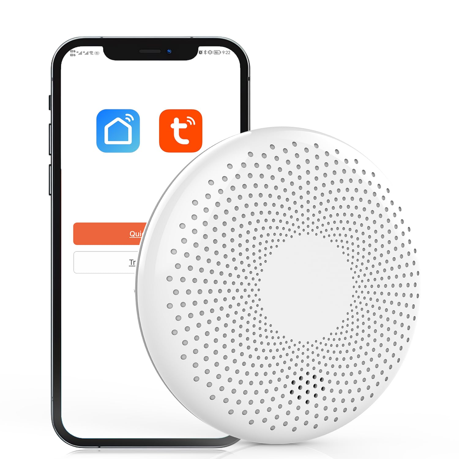 Rilevatore di fumo e monossido di carbonio XINDUM WiFi Rivelatore combinato di fumo e CO con batteria da 10 anni EN14604 & EN50291(1 Pezzo)