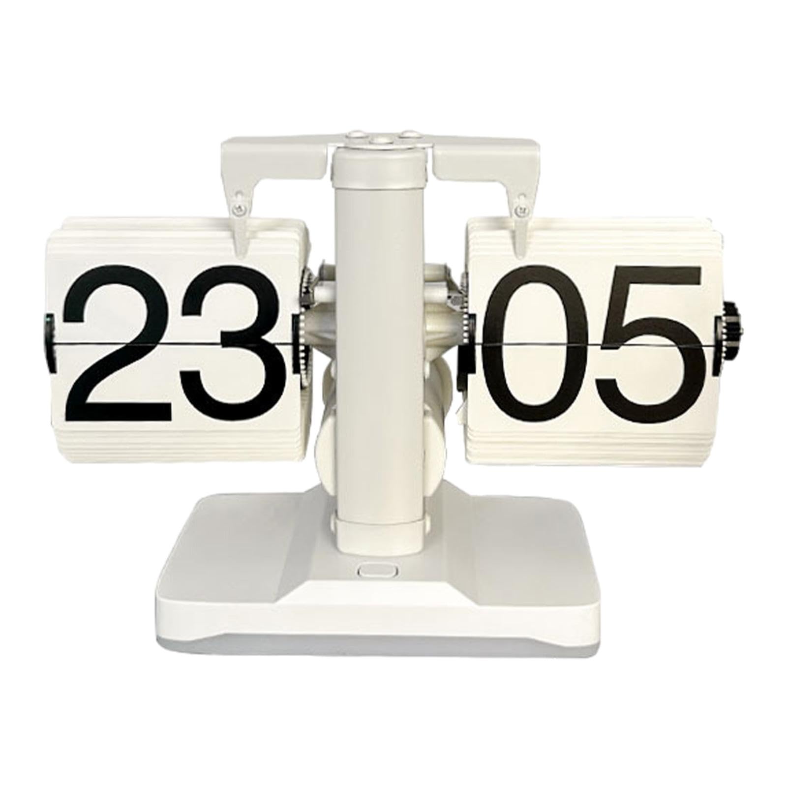 Angdi White Flip Down Clock, Automatic Page Turning Clock With Night Light, Creative Auto Flip Clock, Retro Digital Flip Desk Clock, Stable Base, For Bedroom Restaurant Cafe Home Decor(White)
