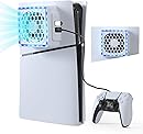 Lamtoq Cooling Fan for PS5 Slim, PS5 Slim Fan Cooler System with 8 RGB Modes, 3 Speed Fan Adjustable, 2 USB Ports, PS5 Slim Faceplate Cooling Fan Quiet Cooling Fan for PS5 Slim Disc & Digital Edition