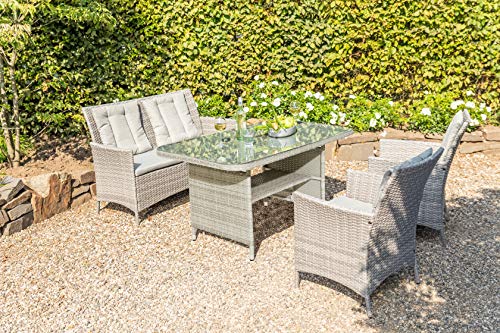 greemotion Lounge-Set Wien, Gartenmöbel-Set aus Polyrattan, inklusive Kissen, Grau, Mittel – Bild 4