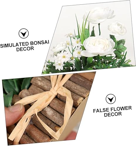 Miniatura 7 de Homoyoyo Adornos de madera para bonsái, flor de imitación, para el hogar, té de madera, rosa, camelia, decoración de rosas para el hogar, decoración