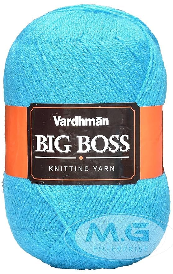 Image of M.G ENTERPRISE Bigboss Aqua Blue 600 GMS Wool Ball Hand Knitting Wool /Art Craft Soft Fingering Crochet Hook Yarn, Needle Knitting Yarn Thread Dyed-AL Art-AAF