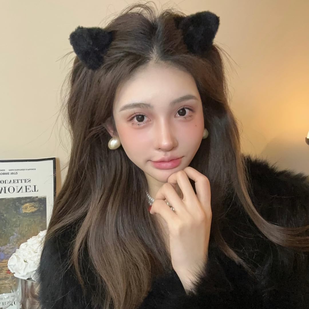 4 PCS Plush Cat Ears Hair Claw Clips Fuzzy Triangle Hair Clips Barrettes Forehead Hair Bangs Clip Headwear Halloween Cosplay Costume Hair Accessories for Women - Image 3