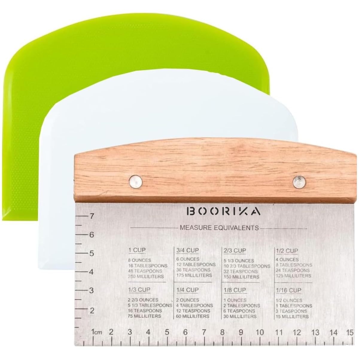 BOORIKA Dough Scraper & Bench Scraper Kitchen – Stainless Steel Sourdough Tools – Dough Cutter for Sourdough Bread, Pizza, and Flat Top Griddles – Chef Approved