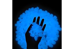 300 Pcs Blue Glow Pebbles for Outdoor Gardens