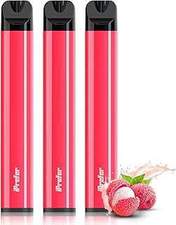HOOLOO Disposable Vape Pen E-Cigarette Starter Kit 600 Puffs Prefilled Vape Juice, 3 Pack, No Nicotine (Litchi)