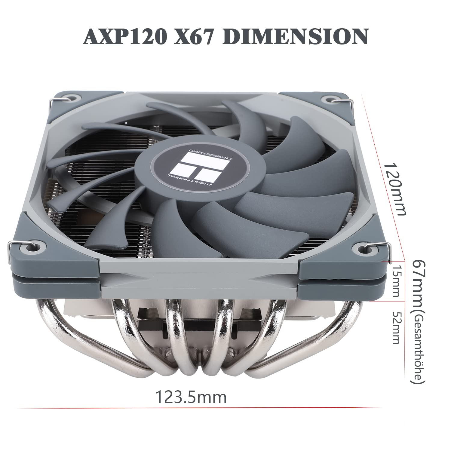 Thermalright AXP120-X67 Enfriador de aire de CPU de perfil bajo con ventilador PWM TL-C12015 de 120mm,6 tubos de calor, 67mm de altura,para AM4/AM5/Intel LGA 1700/1851/1150/1200/2011, enfriador de PC
