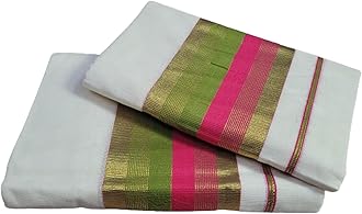 Jagasree Kerala Kasavu 4 inch fancy design single set mundu