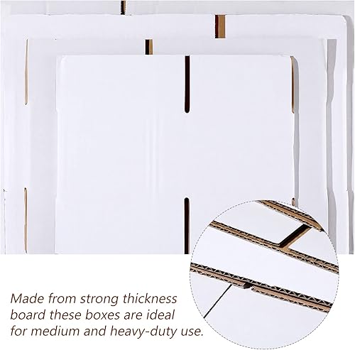 Vista 4 de Outus Paquete de 32 cajas de envío de 4 tamaños, cajas de cartón corrugado kraft para correo, caja de embalaje pequeña con cinta adhesiva para Blanco
