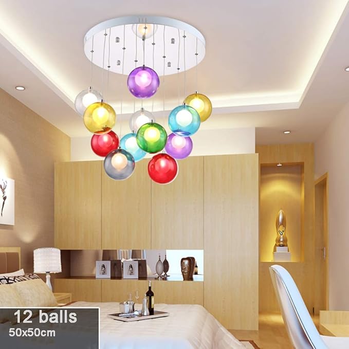 Mzhch lamp glazen bol hanglamp slaapkamer lange kroonluchter moderne dropping hanglampen voor woonkamer restaurant middelste stok holle lange kroonluchter multiglazen bol photo 2