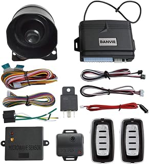 BANVIE LC207 Car Alarm System with Keyless Entry, Shock & Microwave Sensors – Universal Anti-Theft for 12V Vehicles