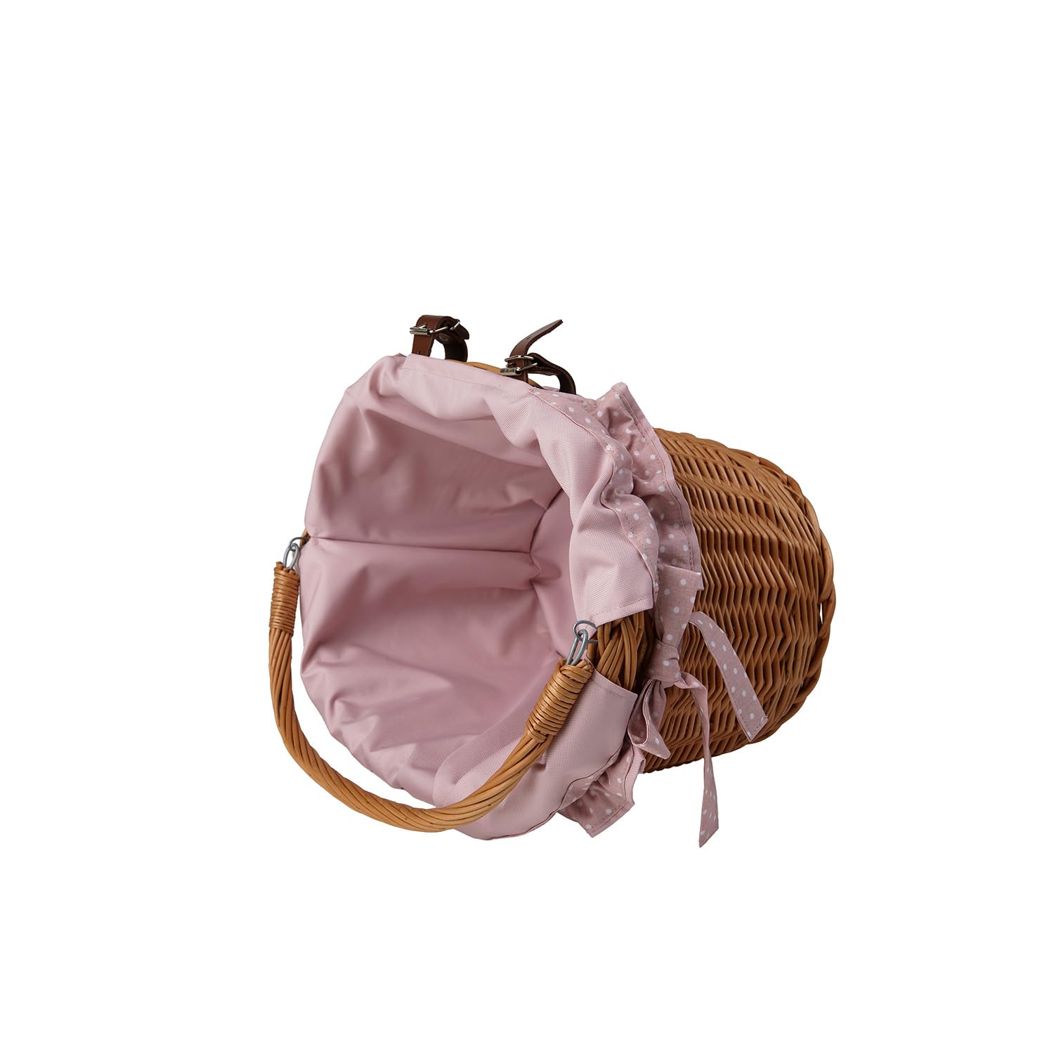 Panier de vélo rétro en osier avec sangles en cuir, sac de transport en osier pour un vélo