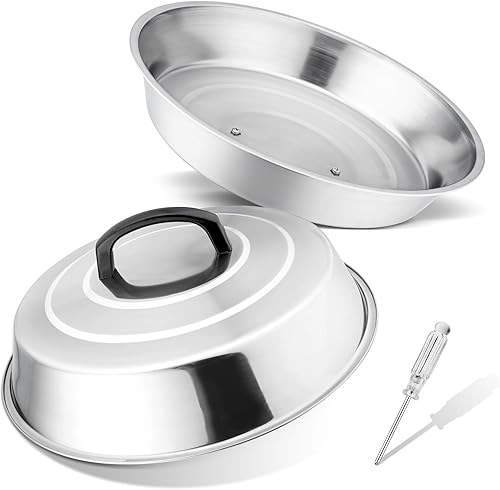 Miniatura 9 de Leonyo Juego de 2 cúpula de fusión de 12 pulgadas, cubierta de hilvanado con termómetro integrado, cúpula redonda de acero inoxidable para fundir