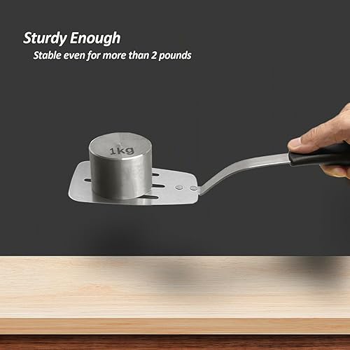 Miniatura 7 de VOVOLY - Espátula flexible de acero inoxidable, espátula ranurada de metal fino para sartén de hierro fundido, hoja fina y mango de silicona