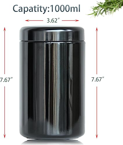 Miniatura 4 de Matoolser Tarro hermético de cristal negro del envase del almacenamiento 33.8 fl oz 2 oz con la protección UV para el café de la especia