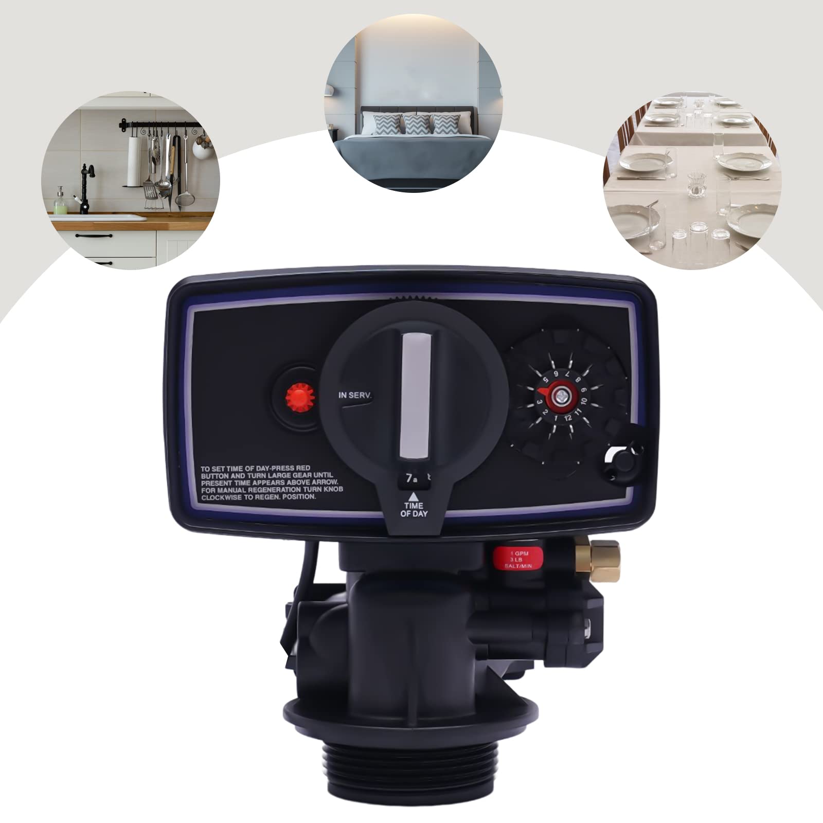 YIPONYT Water Softener Control Valve, 110V Timer Valve Whole House Water Softener Valve 12-Day Time Clock Control Valve 5600 Timer Replacement Softener Valve