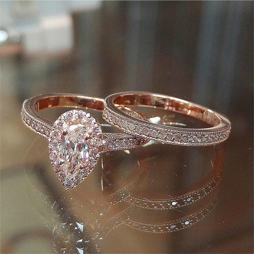 Tear Drop Pear Shaped Promise Ring Rose Gold Rose Gold Rings For