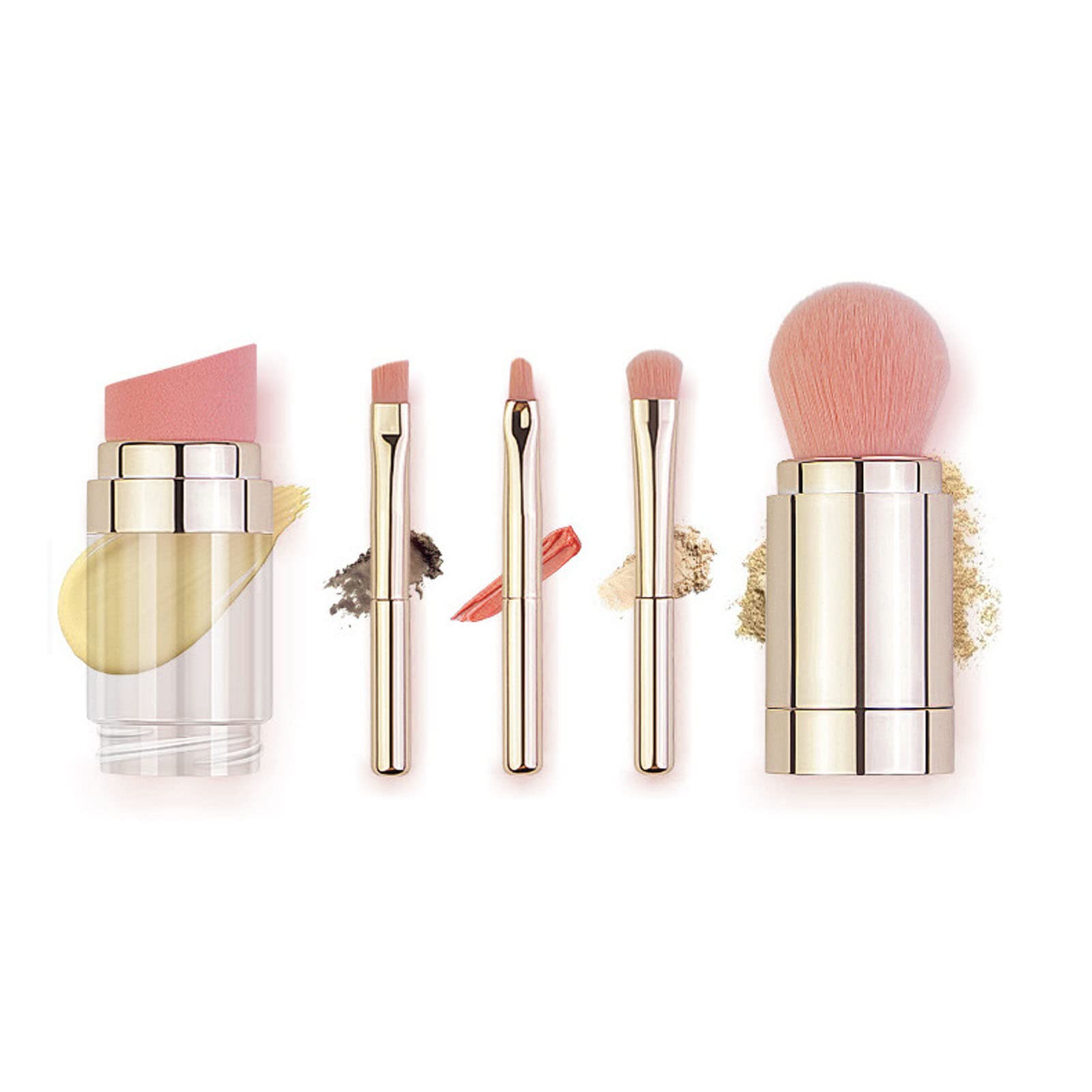 Foundation Brush, 5 in 1 Makeup Brush Electroplated Lip Eyebrow