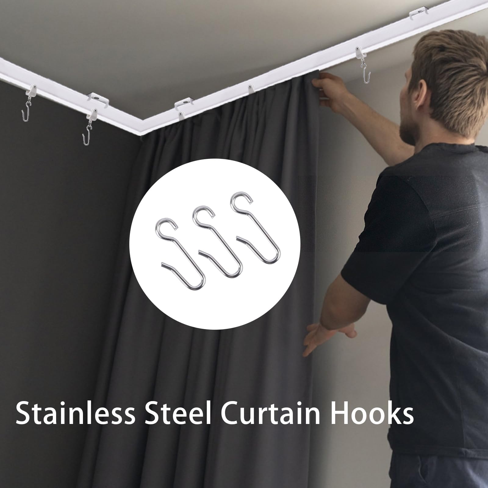 Plastic Insert Flexible Ceiling Curtain Track 3m - Bendable Bay Window ...