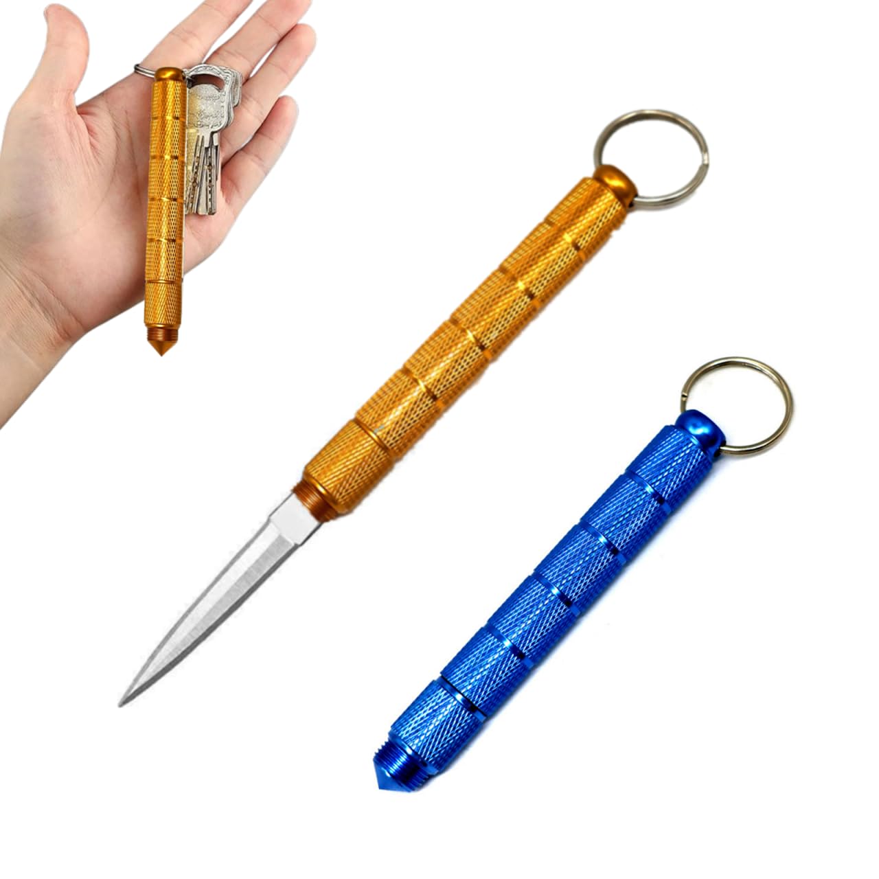 Ltvhuok 2 Pcs Tea Knife Multifunctional 2 In 1 Stainless Steel Ice Breaker ＆ Tea Knife Tool with Alloy Handle for Office, Home Kitchen, Outdoor Picnics(Blue, Gold)