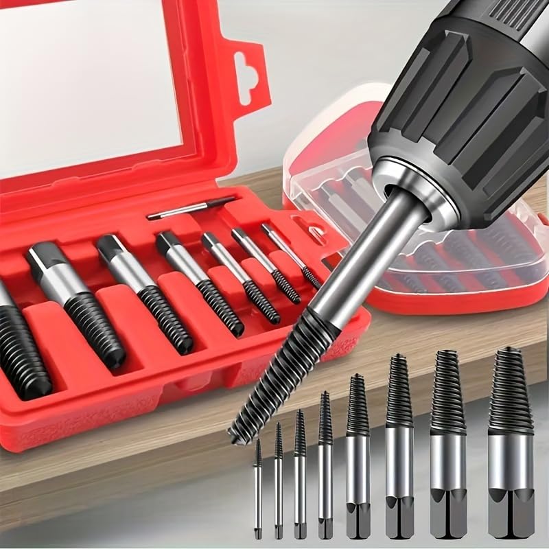 Generic Kit de 5pcs de extractor de tornillos de, fácil de usar, estilo unidireccional, para tornillos, pernos y tuberías dañados, herramientas esenciales para carpintería y bricolaje