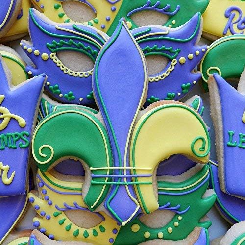 Miniatura 9 de Juego de 3 cortadores de galletas Mardi Gras fabricado en los Estados Unidos por Ann Clark, máscara, corona, flor de lis