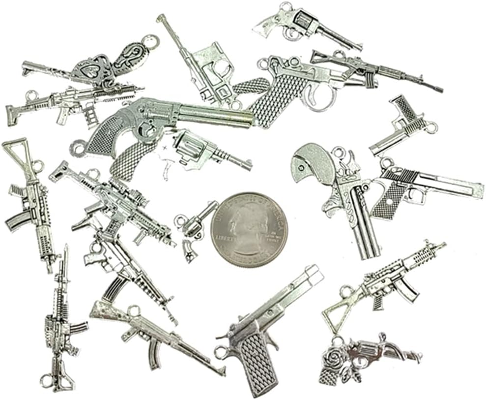 Alloy Gun Weapon Charm Pendant Connector for DIY Jewelry Making Accessaries(20pcs,Antique Silver Tones) - Image 2