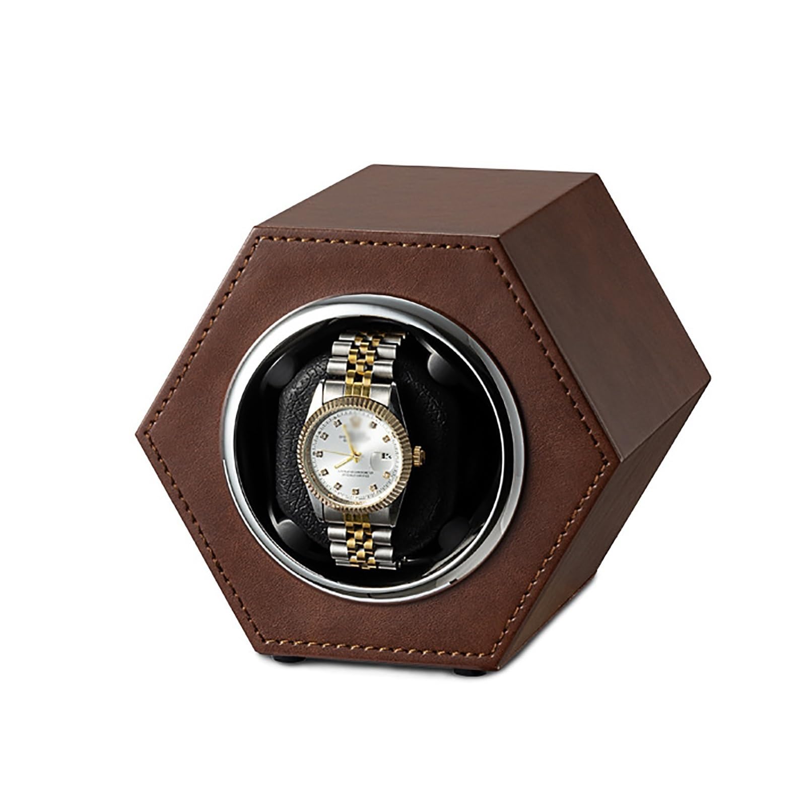 Scatola Porta Orologi Rotante for Orologi Automatici di Alta Gamma, Carica Orologi Singoli for Orologi Automatici con Motore Giapponese Silenzioso(Brown)