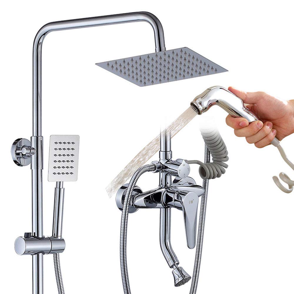 Robinet de douche mitigeur mural LUNEZY en laiton plaqué or pour rénovation de salle de bain