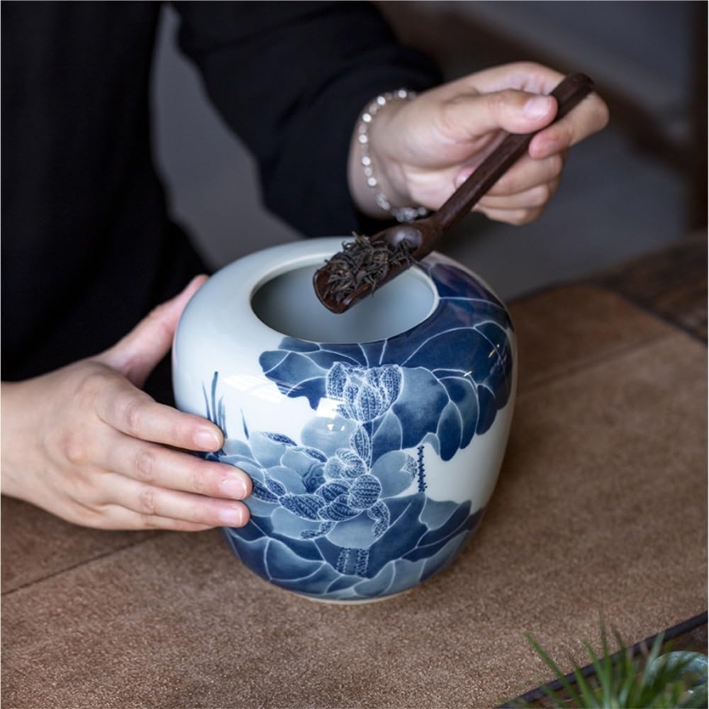 XYNSNDB Pojemnik na herbatę ceramiczny luzem pojemnik do przechowywania herbaty słoik okrągły słoik o dużej pojemności szczelnie zamknięty słoik słoik do przechowywania herbaty Retro zestaw do herbaty