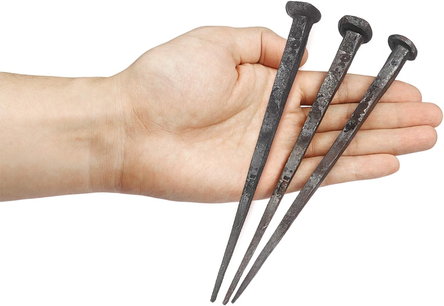 Hand-Forged Crucifixion Nails - Ideal for Christian Home Decor, Church Display, Easter and Christmas Religious Symbolism. Set of 3 Decorative Wrought Iron Nails for Solemn Remembrance & Gifting