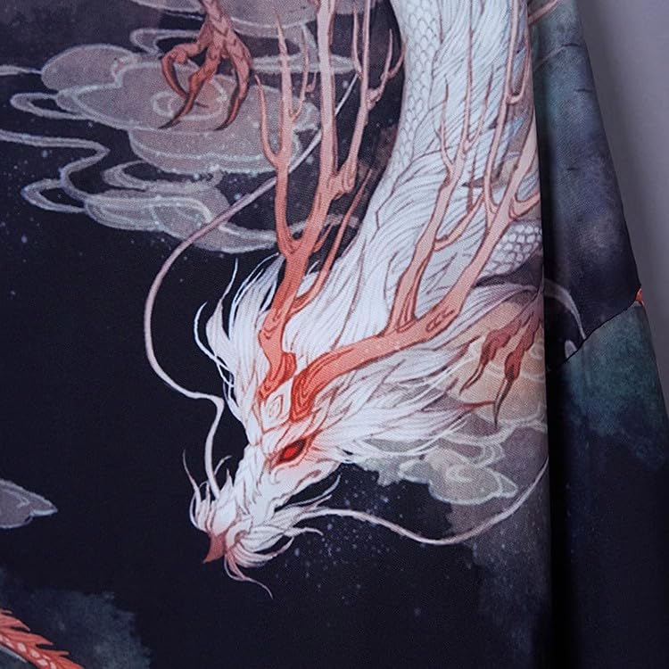 Image of LAI MENG FIVE CATS Women's Floral Print Loose Blouse Japanese Kimono Tops | Puff Sleeve,Cover up Top,Casual Cute Tops,Summer Cardigans 2026