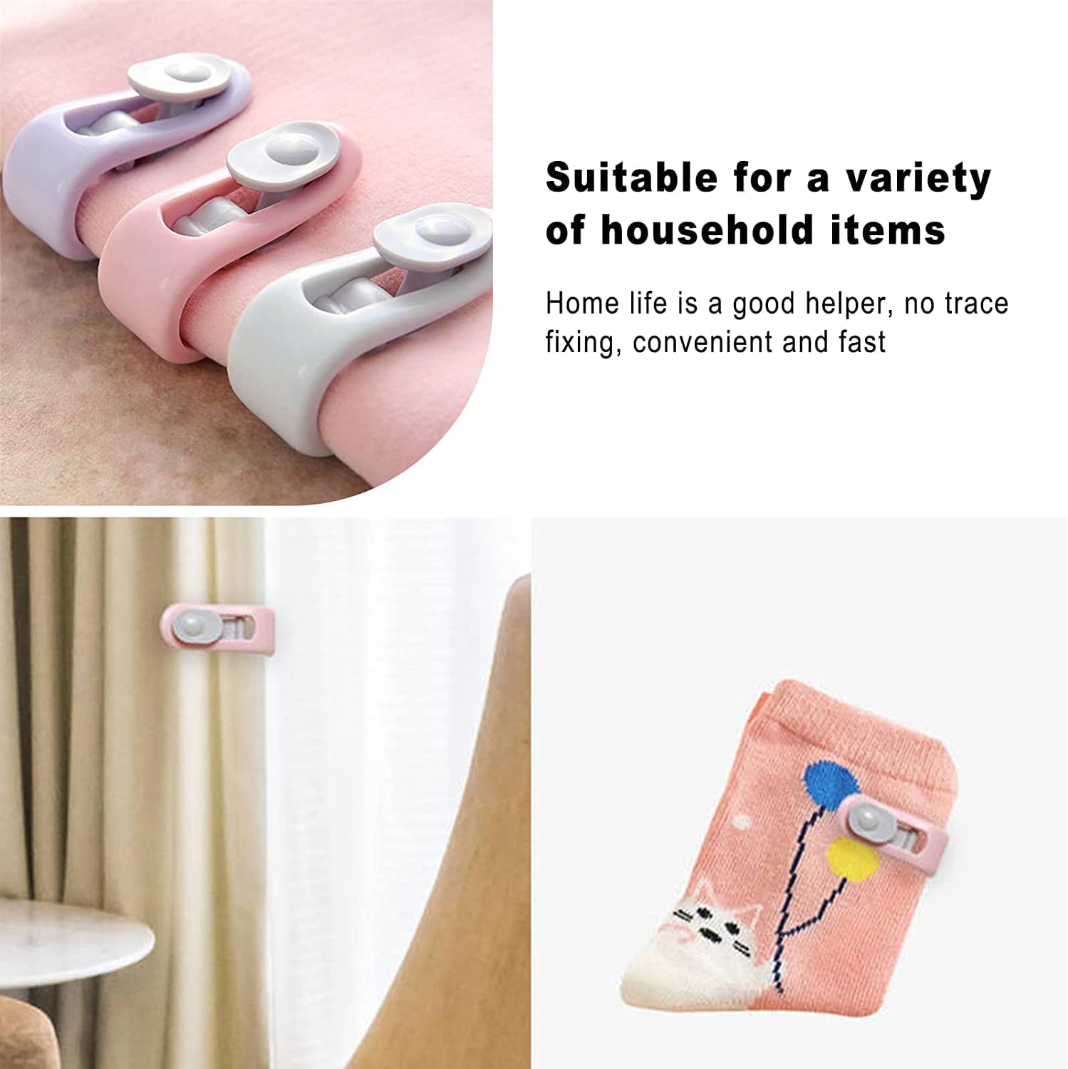 DD RETAILS Non-Slip Blanket Quilt Holding Clips | Needle-Free Duvet Cover Clips for Bedding, Curtains | High Elasticity Comforter Holder Fasteners (Multicolor) (10) 4
