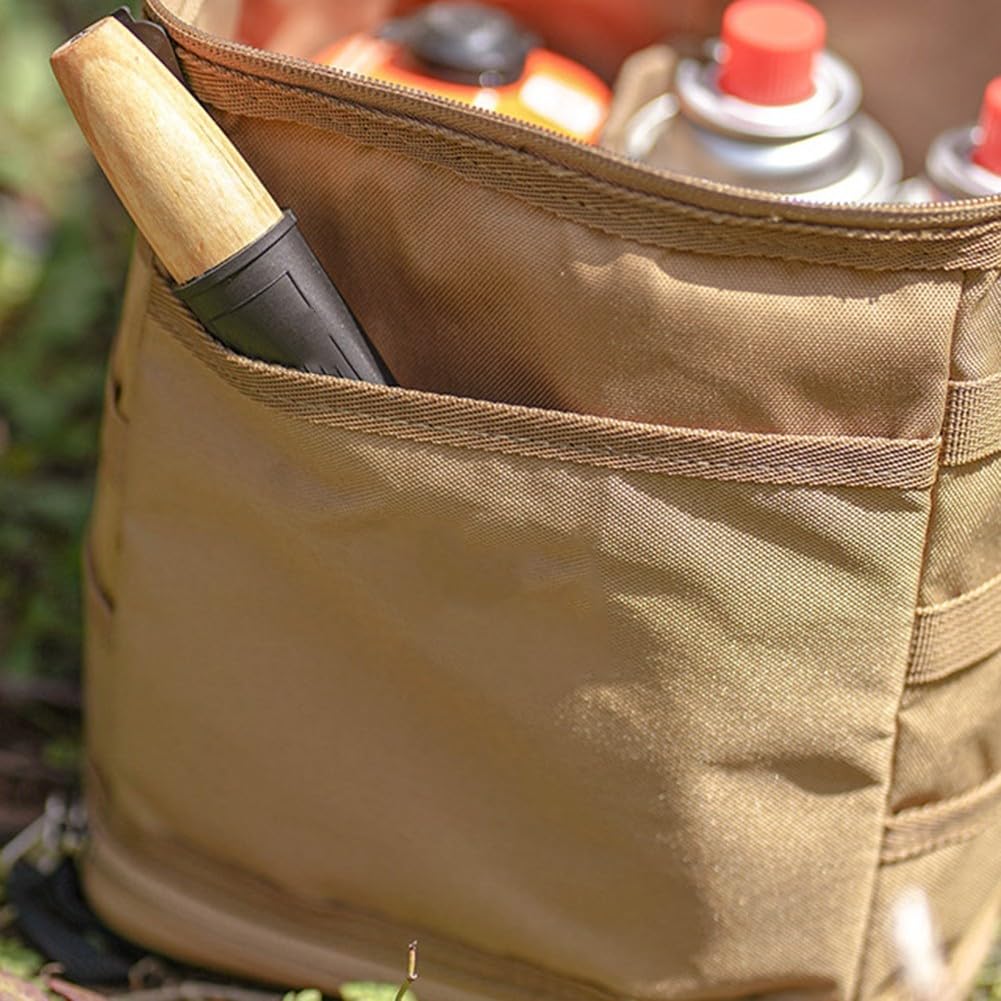 Camping-Tasche, Oxford-Stoff, Camping-Aufbewahrungstasche, große Kapazität, Outdoor-Lampe, Gasherd, Kanister, Topf-Tragetasche (Khaki), RKVWVKF1S71AQZ3NGIK09V5YX6CV