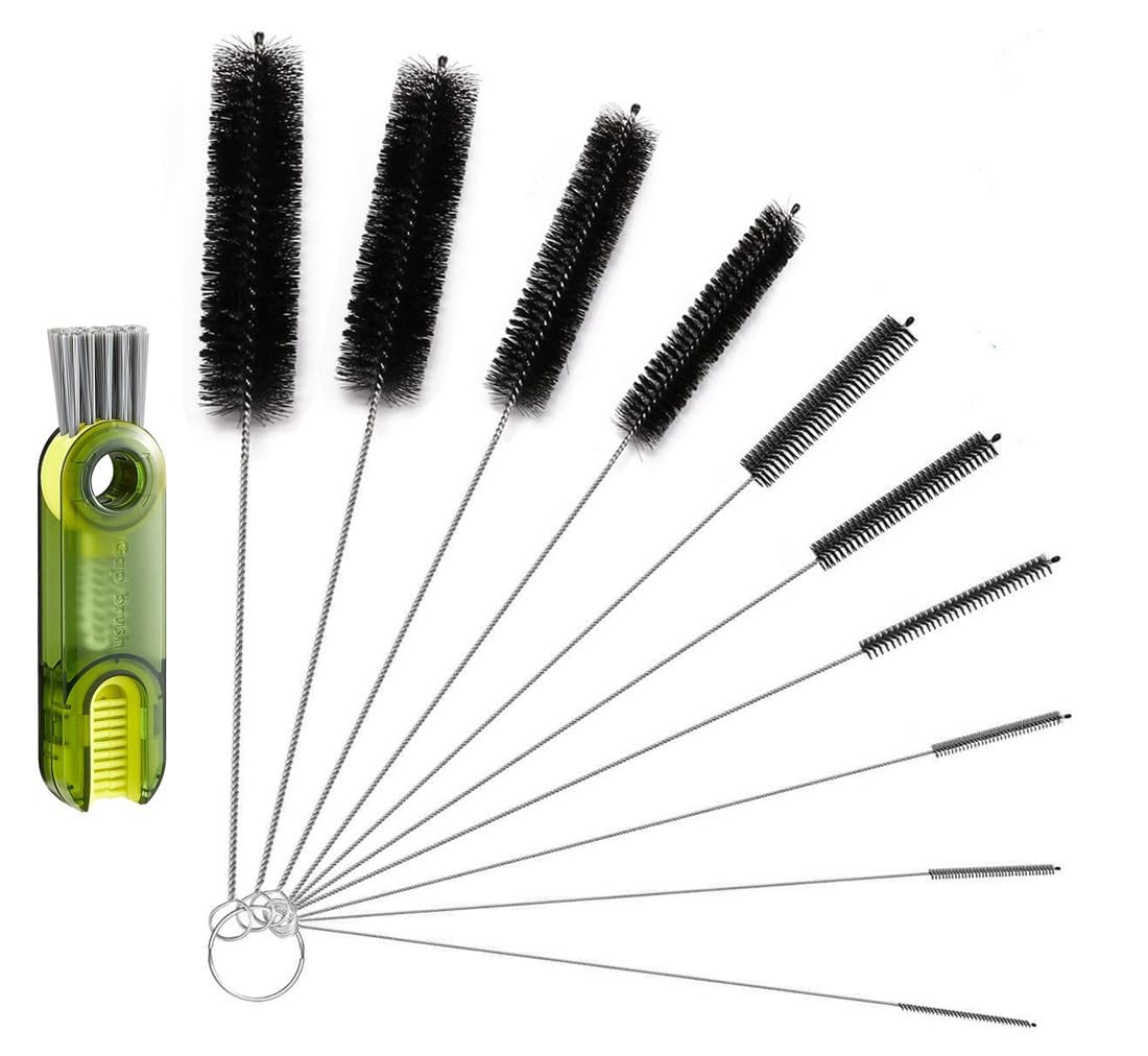 Enyoir Bottle Cleaning Brush Set for Washing Narrow Neck Beer Wine Bottles, Sport Water Bottles Straws, Glass Jugs Tube Pipe, Nursing Bottle Gaps & Cup Lids, 11 PCS