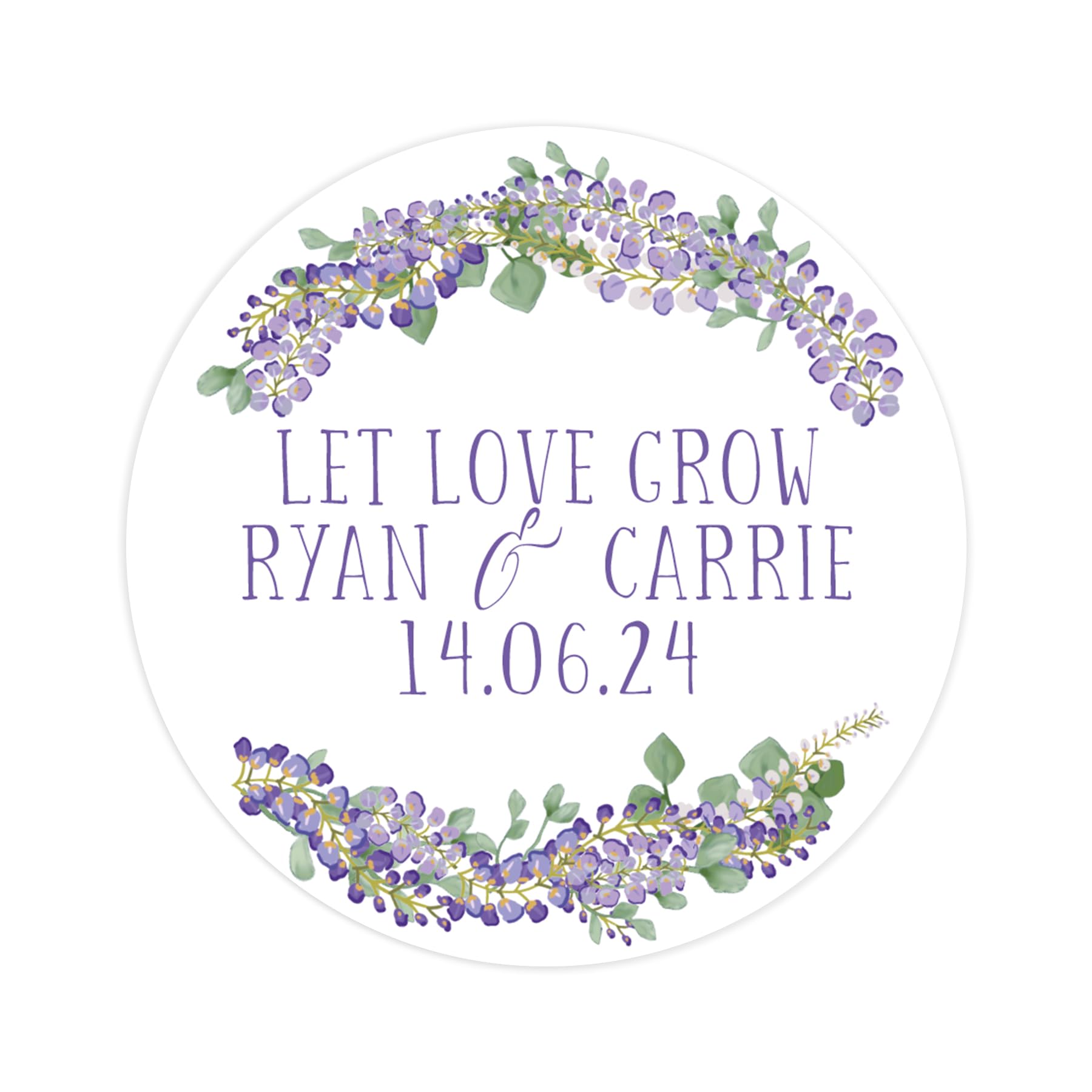 Personalised wedding or event stickers | wedding labels | favor sticker | wedding favors thank you stickers | 35 round stickers per sheet (Let love grow)