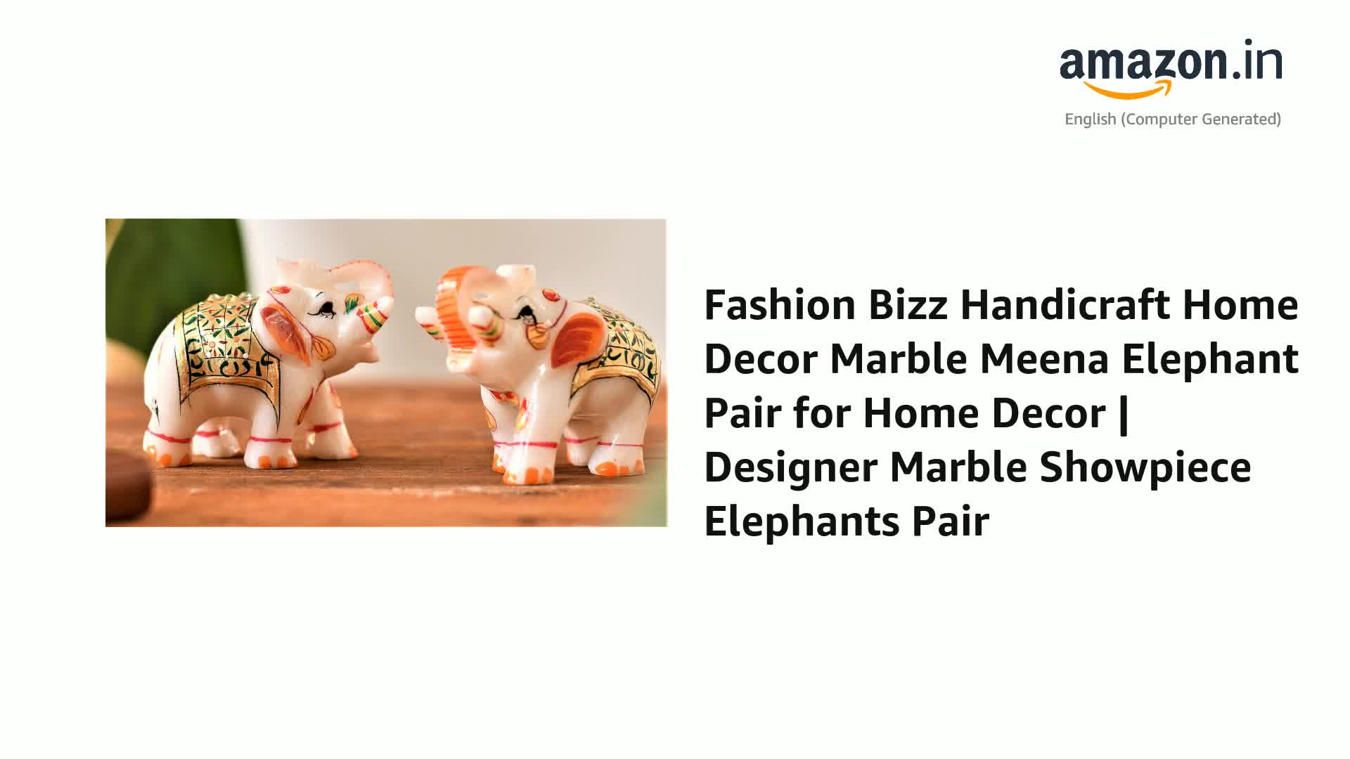 Buy Fashion Bizz Handicraft Home Decor Marble Meena Elephant Pair