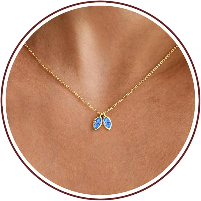 Birthstone Necklace for Women Dainty Gold Necklace with 2 Birthstone Christmas Stocking Stuffers Teen Girl Gifts Trendy Stuff Birthday Gift Moms 2025 Graduation Gift Adjustable Anniversary Jewelry for Daughter Girlfriend Friend