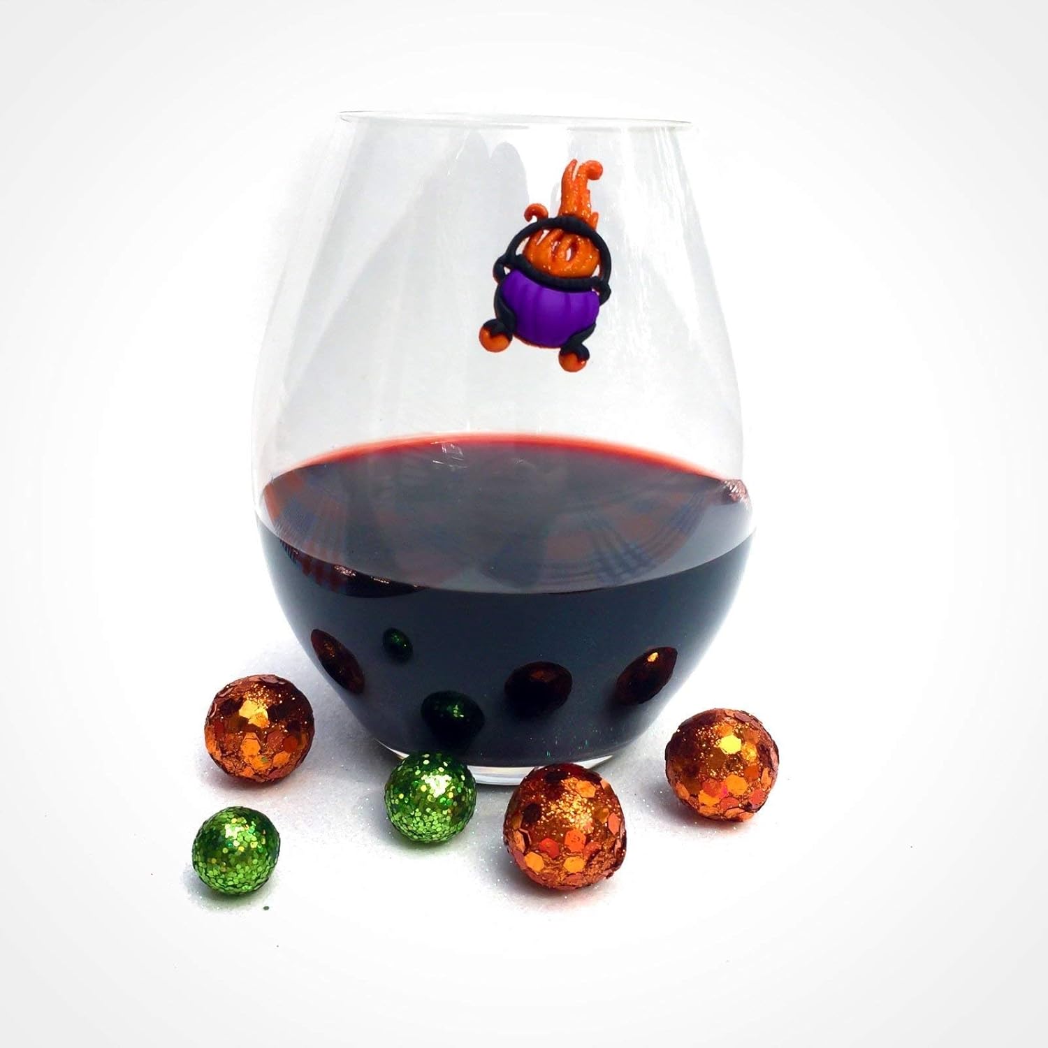 Simply Charmed Halloween Wine Charms Set of 12 Magnetic Drink Markers & Tags for Stemless Glasses, Beer Mugs, Champagne Flutes and More