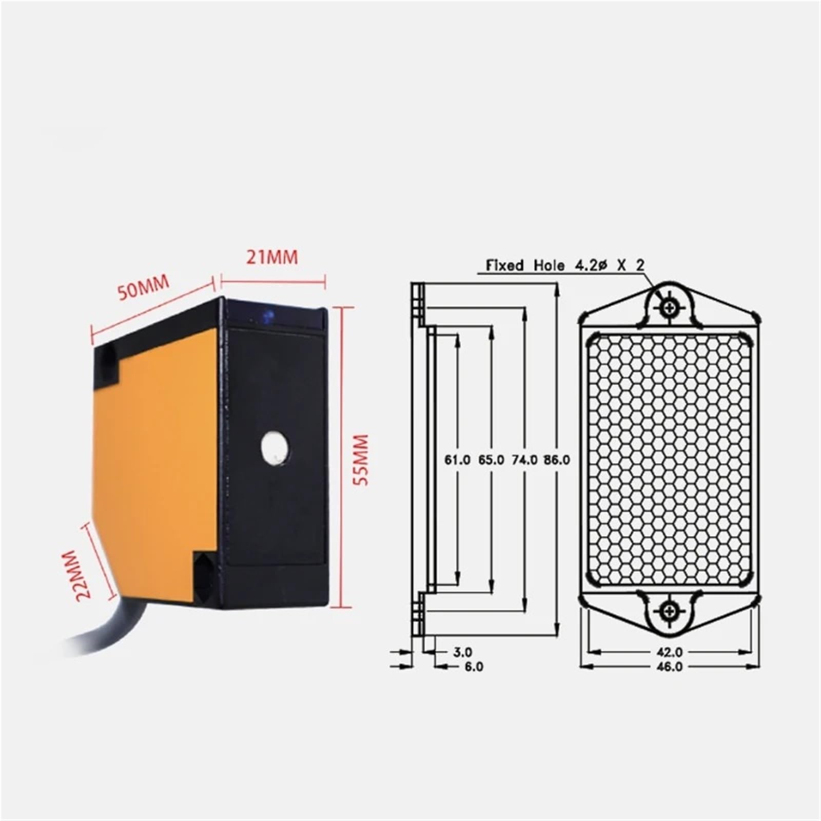 Sensor de interruptor fotoeléctrico de reflexión difusa serie A3R, salida de relé de distancia de detección de 4 metros