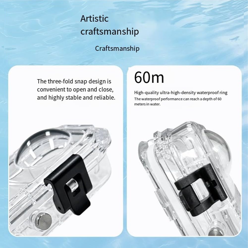 ZYWUOY Custodia subacquea per fotocamera Insta360 X5, custodia impermeabile in vetro temperato da 60 m, per immersioni, snorkeling, surf