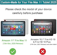 Vista 2 de Funda para tablet Yaxa Fire Max 11 para niños (13ª generación, versión 2023), ligera, a prueba de golpes, con asa y soporte para tablet Kindle Azul