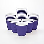 Restaurantware 8 Ounce Ripple Wall Paper Coffee Cups, 25 Leakproof Disposable Hot Drink Tumblers, Recyclable, Insulated Royal Purple Design, Matching Lids for Cups Available and Sold Separately