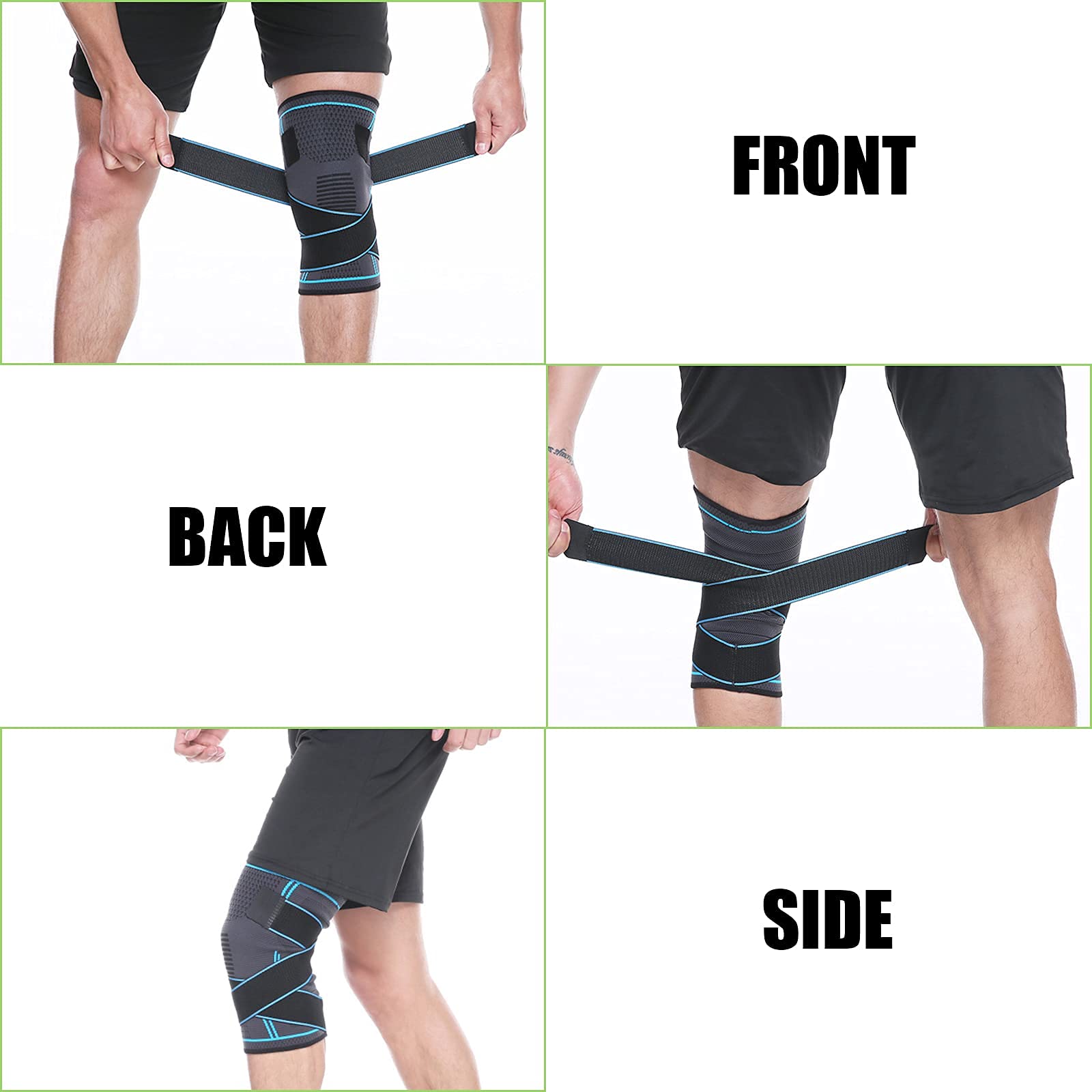 Rodilleras Menisco Y Ligamento, 2 Pack Rodilleras Crossfit para Hombres y Mujeres,Gym, Powerlifting, Baloncesto, Ciclismo, Tenis, Senderismo