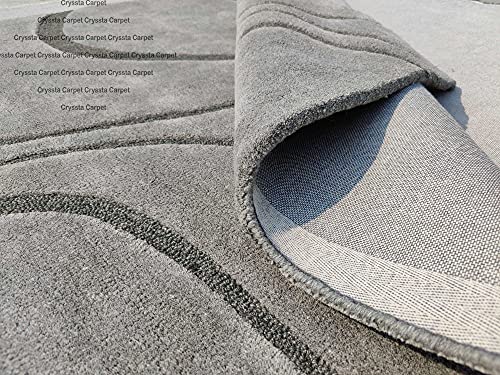 Image of Ocean Wave Modern Carpet for Living Room Bedroom and Hall Size (8 x 11) Feet Color Grey