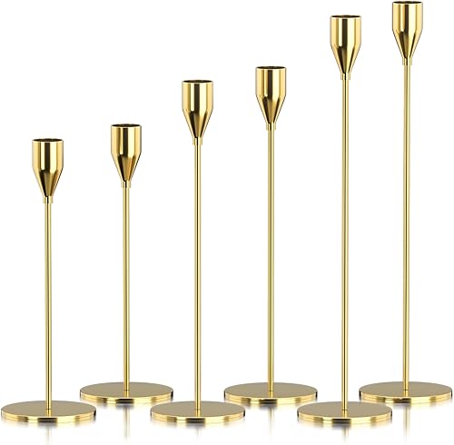 Juego de 3 portavelas cónicos, portavelas alto a granel para velas largas, candelabro se adapta a velas de pilar de 34 pulgadas y velas LED, centros