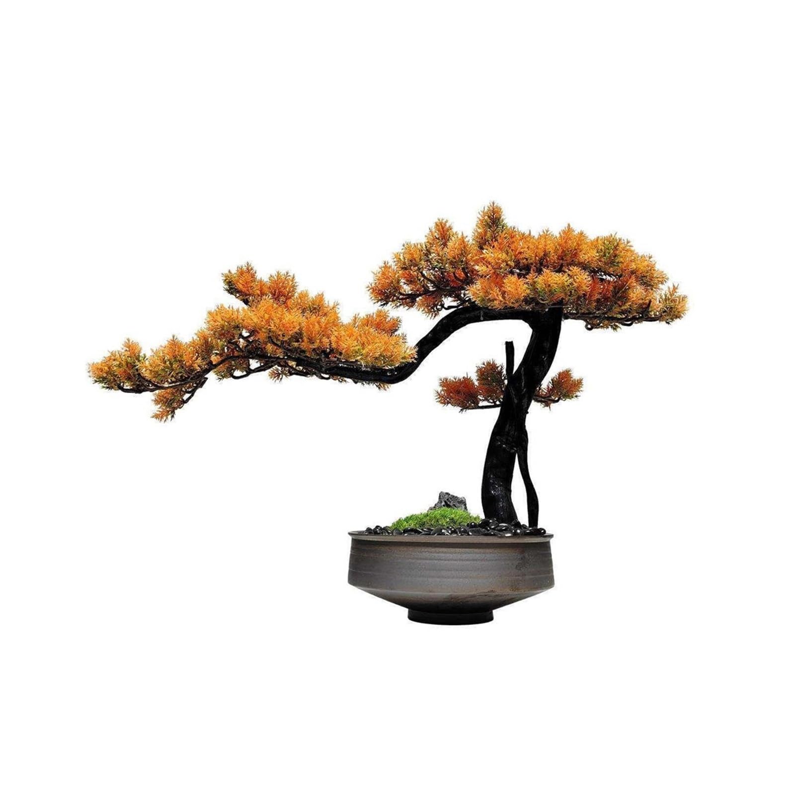 Albero Bonsai Artificiale Bonsai Artificiale in Stile Cinese con Vaso in Ceramica, Albero in Arancione for Soggiorno