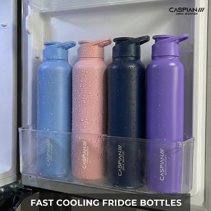 Image of CASPIAN / / / Hike Stainless Steel Customize Sipper Water Bottle Leak Proof Thunder for Fridge Home Office Travel School Kids Boys Girls Adults Sports Gym Yoga (R Pink 1 Litre, Set of 1)