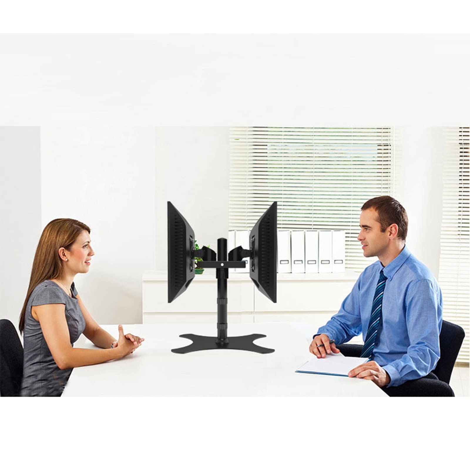 Supporto Doppio per TV da 17-27 Pollici, Supporto da Scrivania Autoportante per 2 Monitor, Altezza Regolabile, Massimo 100X100 Mm