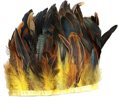 Miniatura 4 de AWAYTR Flequillo de plumas de cogote de gallo recortadas de 5 a 7 pulgadas de ancho paquete de 5 yardas